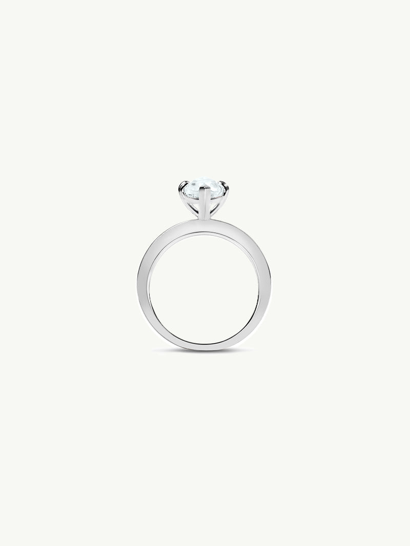 Marei Marquise-Cut White Aquamarine Beveled-Edge Engagement Ring In Platinum