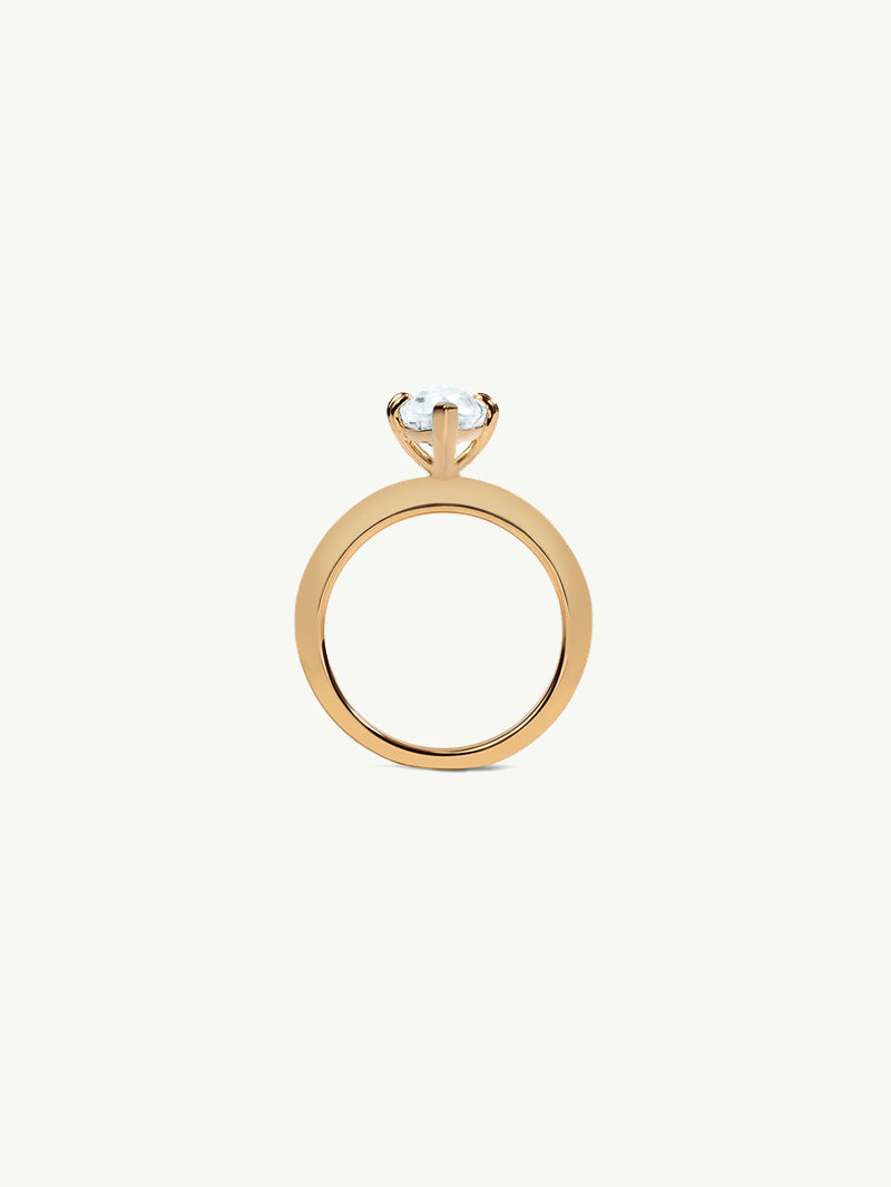 Marei Marquise-Cut White Aquamarine Beveled-Edge Engagement Ring In 18K Yellow Gold