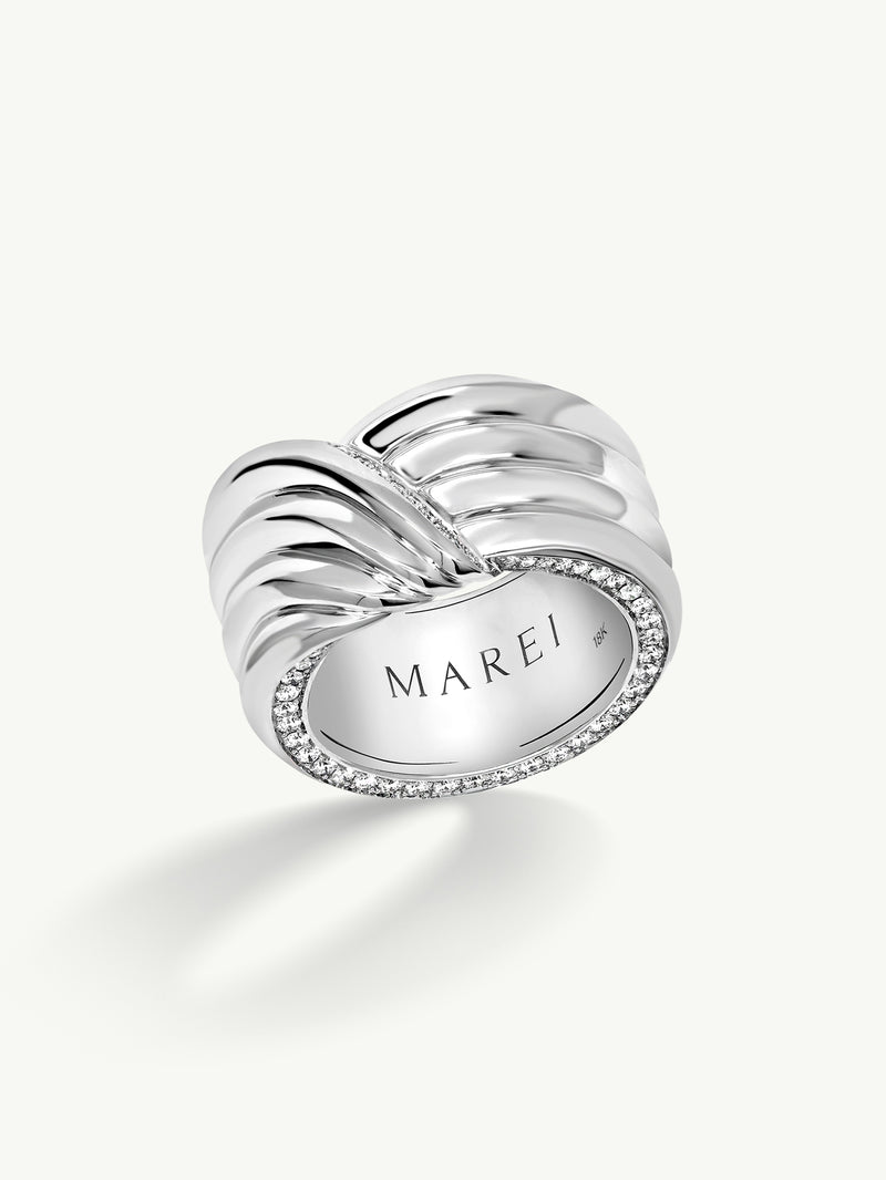 Pharaoh I Pavé-Set Brilliant White Diamond Ring In 18K White Gold