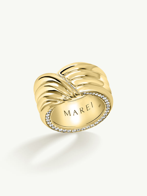 Pharaoh I Pavé-Set Brilliant White Diamond Ring In 18K Yellow Gold