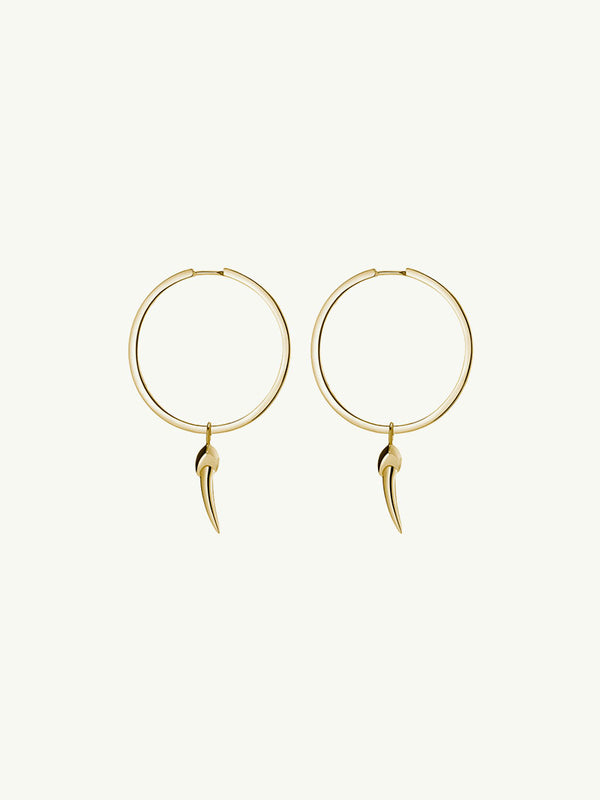 Damian Horn Talisman Pendant Hoop Earrings In 18K Yellow Gold