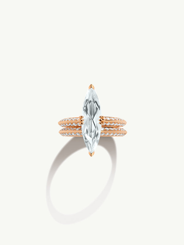 Marei Beveled-Edge Pavé White Diamond Band In 18K Rose Gold