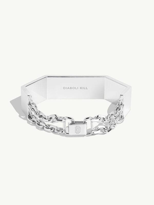 Octavian Brilliant-Cut White Diamond ID Bracelet In Sterling Silver - Small