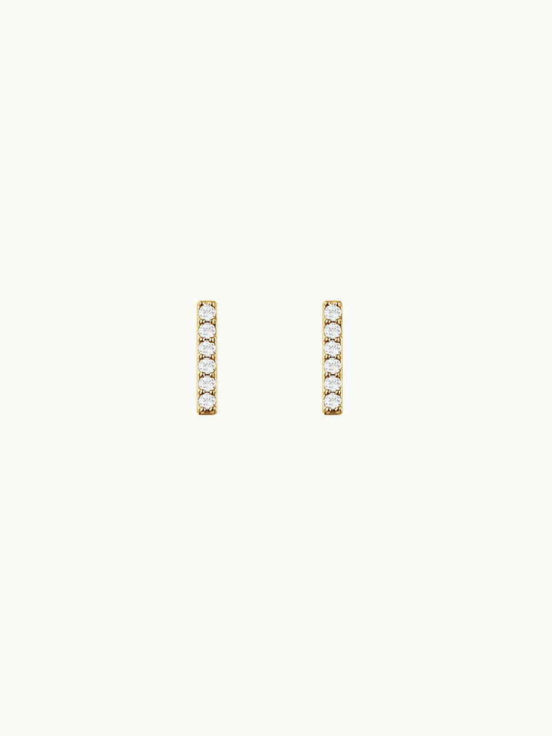 Eternal by Marei Micro Bar Earrings With Pavé White Diamonds, 0.10 CTW