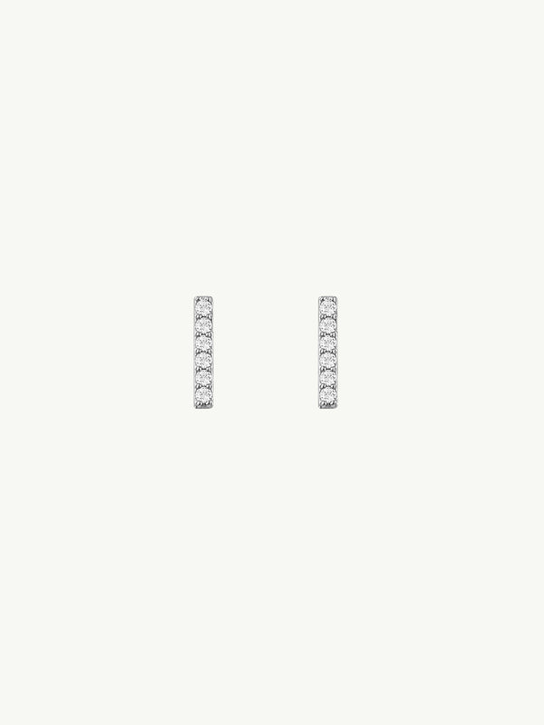 Eternal by Marei Micro Bar Earrings With Pavé White Diamonds, 0.10 CTW