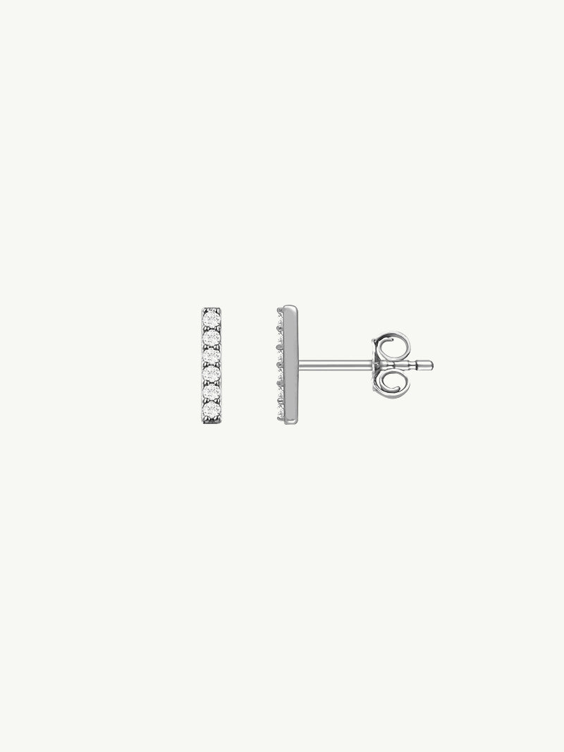 Eternal by Marei Micro Bar Earrings With Pavé White Diamonds, 0.10 CTW