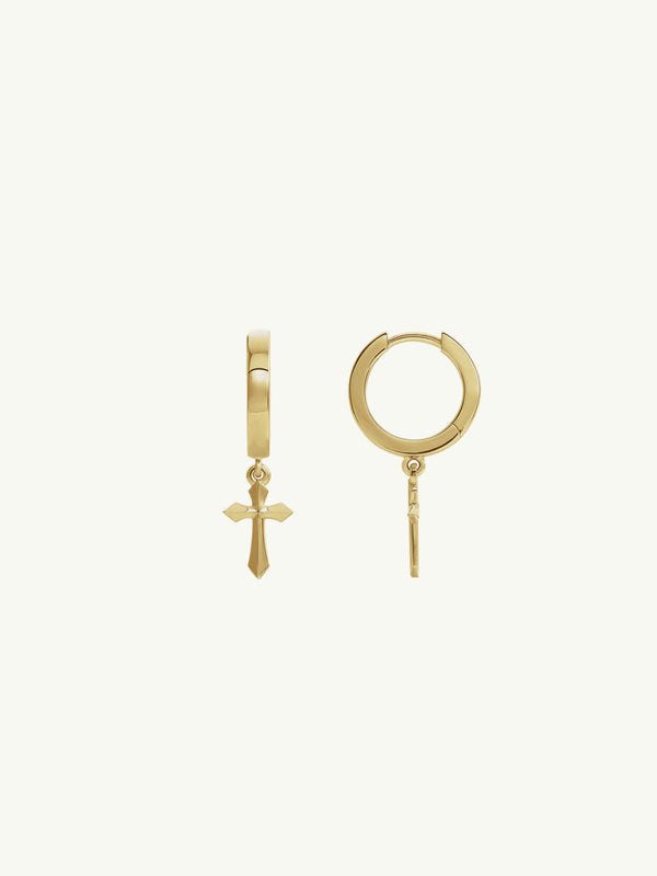 ARCHIVE SALE - Crucifix Pendant Earrings 14K Yellow Gold