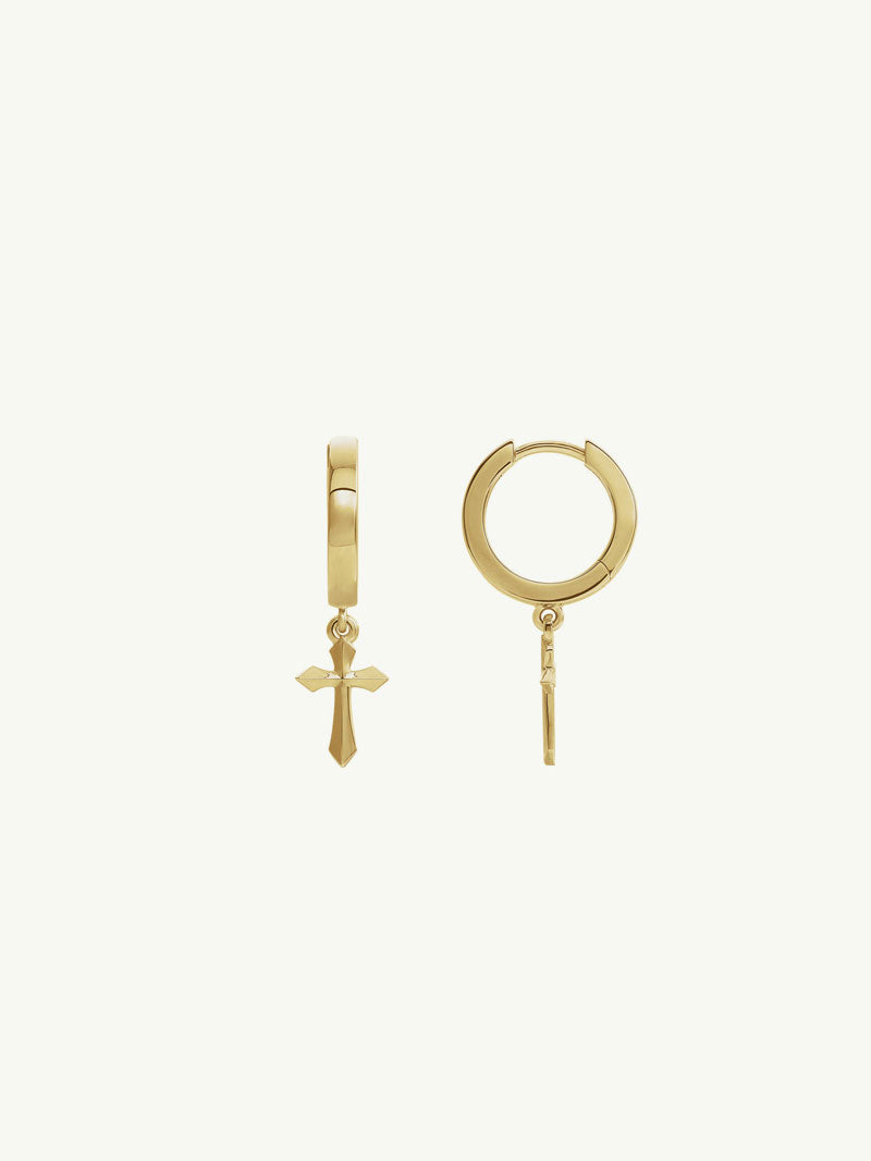 ARCHIVE SALE - Crucifix Pendant Earrings 14K Yellow Gold