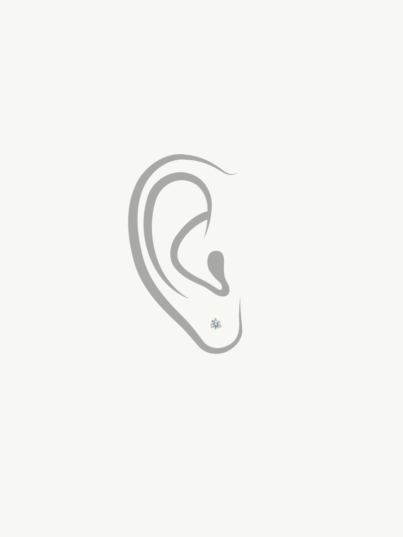 Solitaire White Diamond Stud Earrings in 3-Prong Settings, 0.34 Carat
