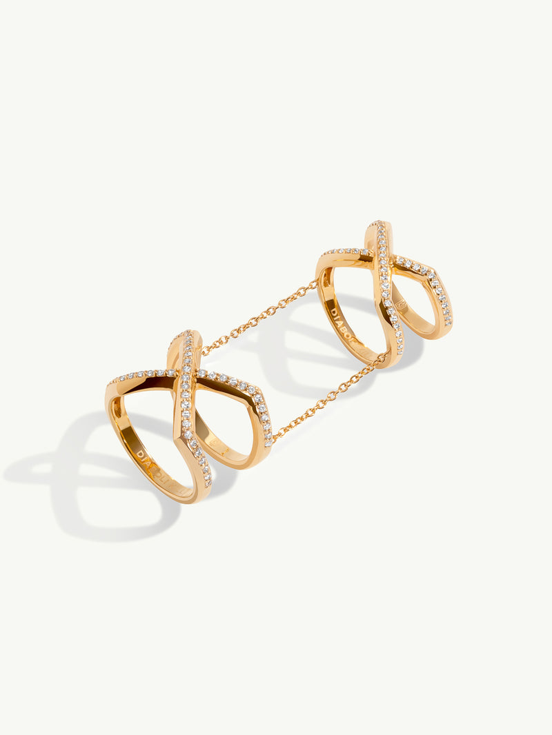 Exquis Gemini Infinity Ring With Pavé-Set Brilliant White Diamonds In 18K Yellow Gold