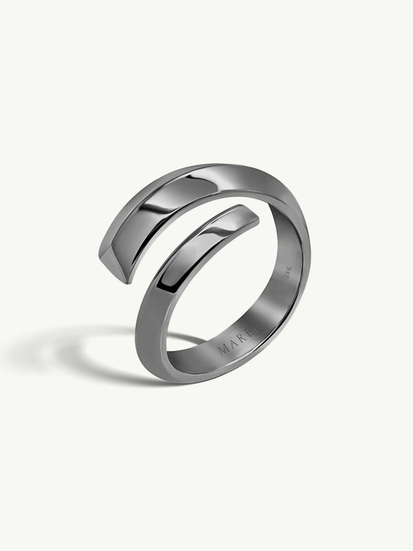 Pythia Serpentine Coil Men's Ring in 18K Blackened Gold, 14mm