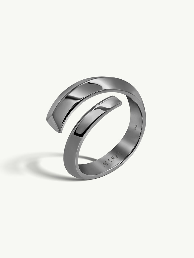 Pythia Serpentine Coil Men's Ring in 18K Blackened Gold, 14mm