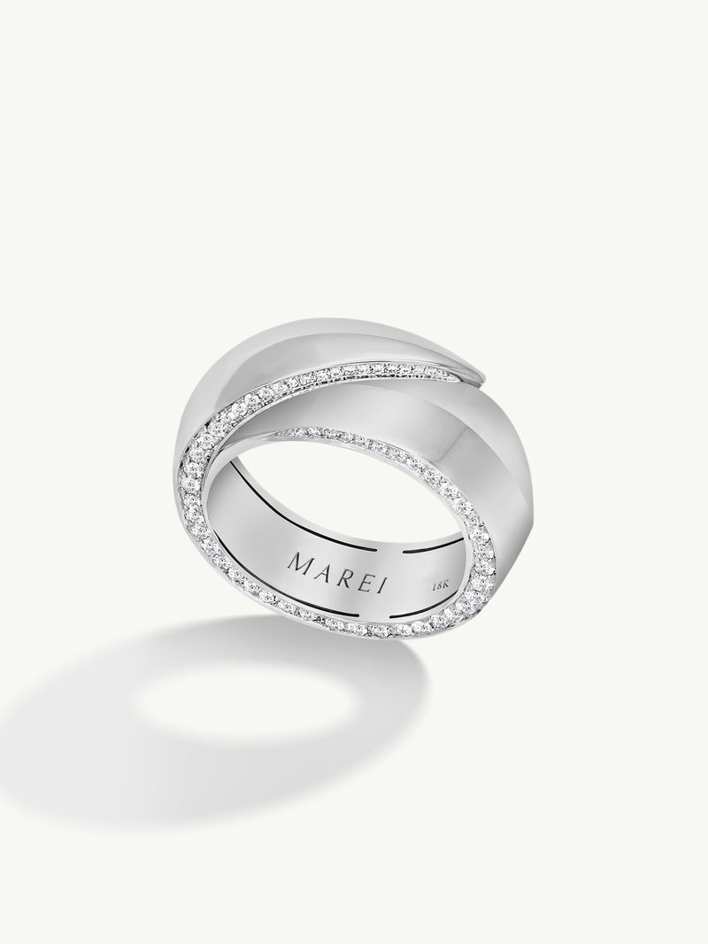 Sahara Oasis Ring With Pavé-Set Brilliant White Diamonds In 18K White Gold, 8mm